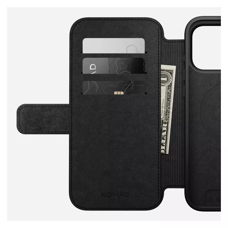 Funda tipo folio para móvil Nomad Modern Leather Folio para iPhone 17 Pro Max – tan, compatible con pantalla de hasta 17,5 cm (6,9