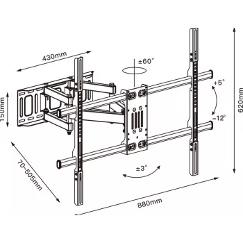 Soporte de TV TB TB-854 para televisores de hasta 100 pulgadas, máx. 65 kg, VESA 800×600
