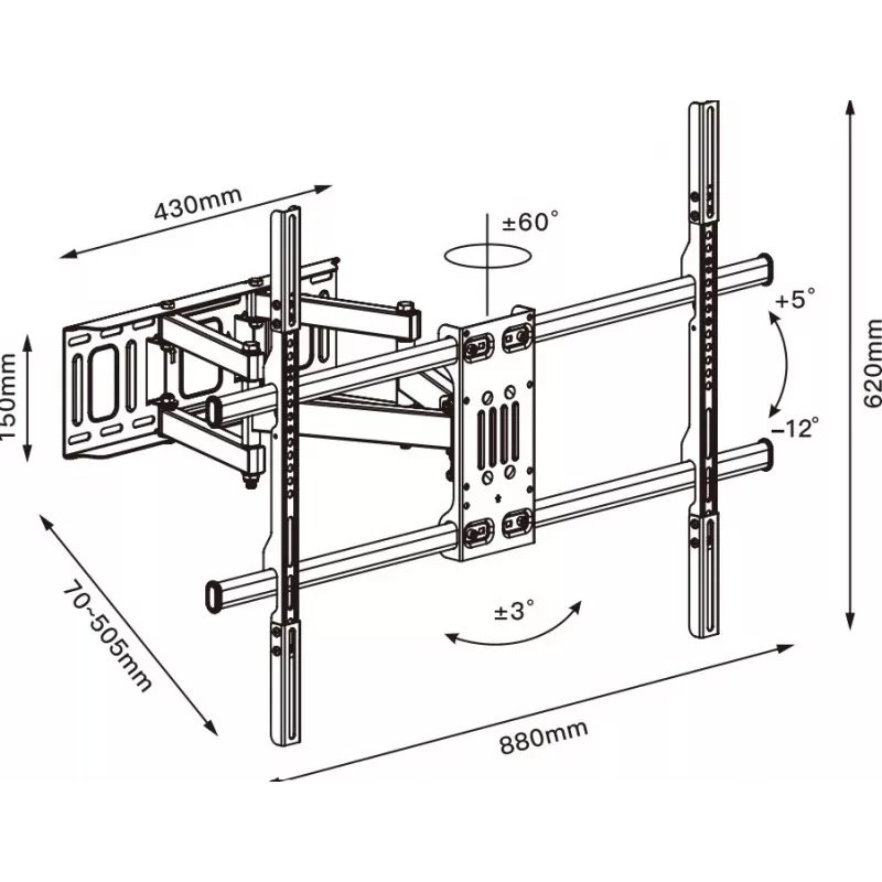 Soporte de TV TB TB-854 para televisores de hasta 100 pulgadas, máx. 65 kg, VESA 800×600
