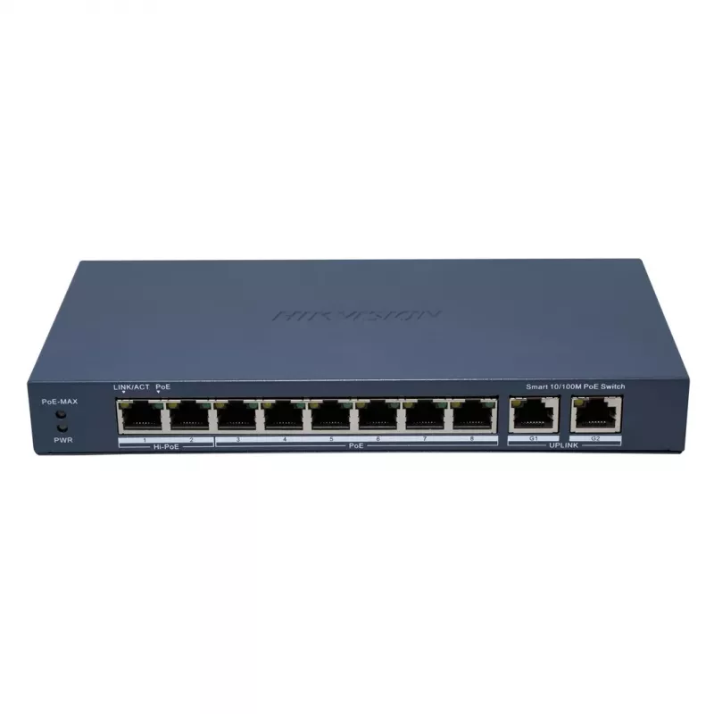 Hikvision DS-3E1310HP-EI(B) Switch de red Fast Ethernet (10/100) gestionado Power over Ethernet (PoE) Gris