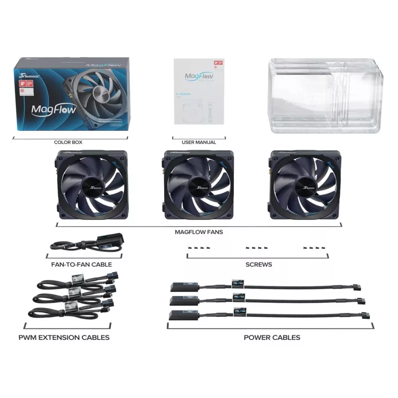 Kit de 1 ventilador Seasonic MagFlow para caja de ordenador 12 cm negro 1 unidad