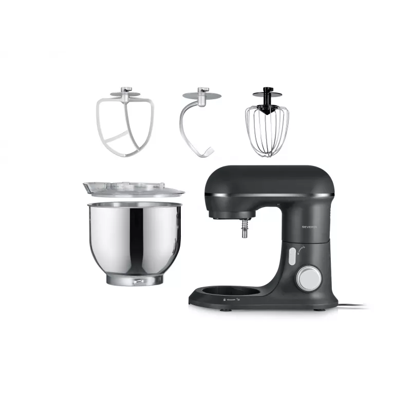 Robot de cocina SEVERIN KM 3899 — 1200 W, bol de acero inoxidable de 5,3 l, negro