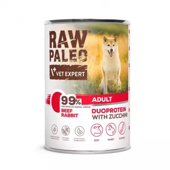 VETEXPERT RAW PALEO Duoprotein Beef & Rabbit Adult comida húmeda para perros 400 g