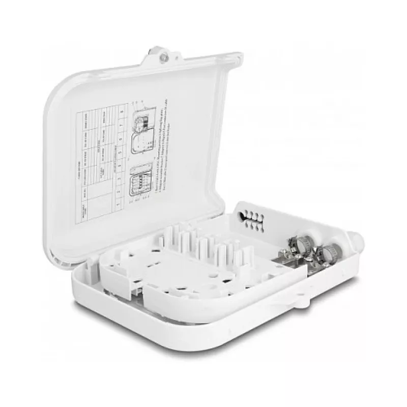 Caja de distribución de fibra óptica DeLOCK 8 puertos impermeable blanca