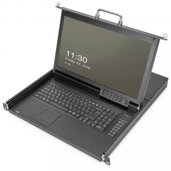 Consola KVM Digitus 17 pulgadas HD LCD 16 puertos HDMI teclado alemán