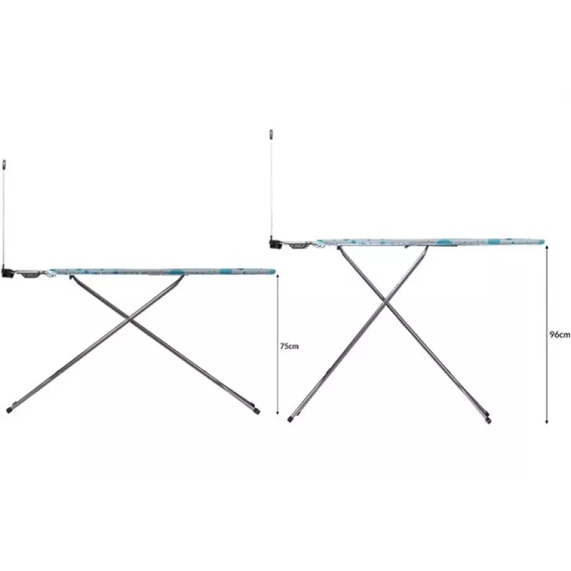 Tabla de planchar de tamaño completo Vileda 163316 — tabla 1200x380 mm, altura ajustable 75–96 cm, patas de acero inoxidable, soporte para plancha