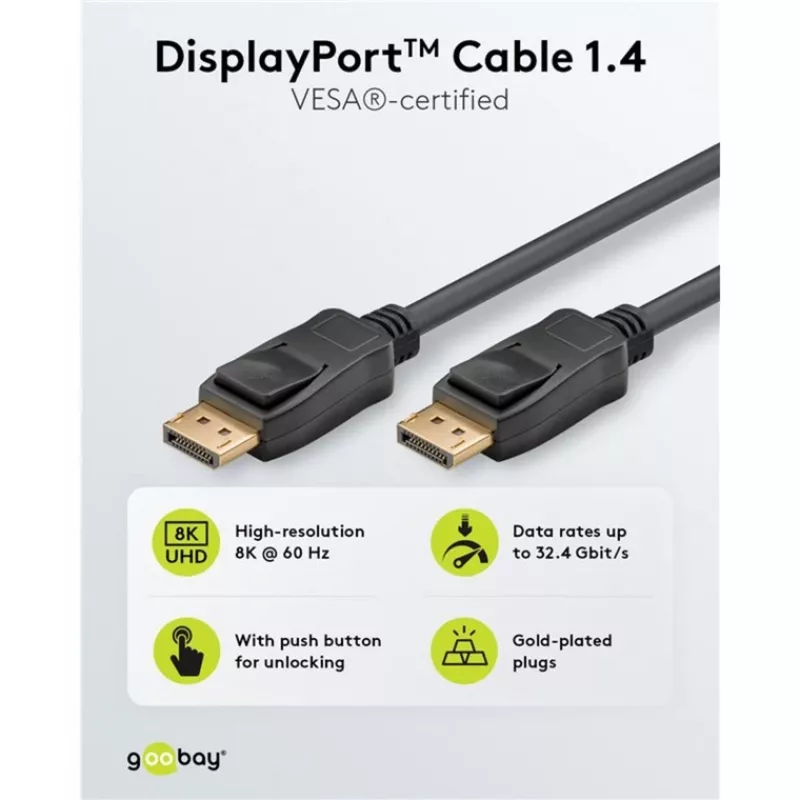 Cable DisplayPort Goobay 74779 3 m negro G-Sync FreeSync