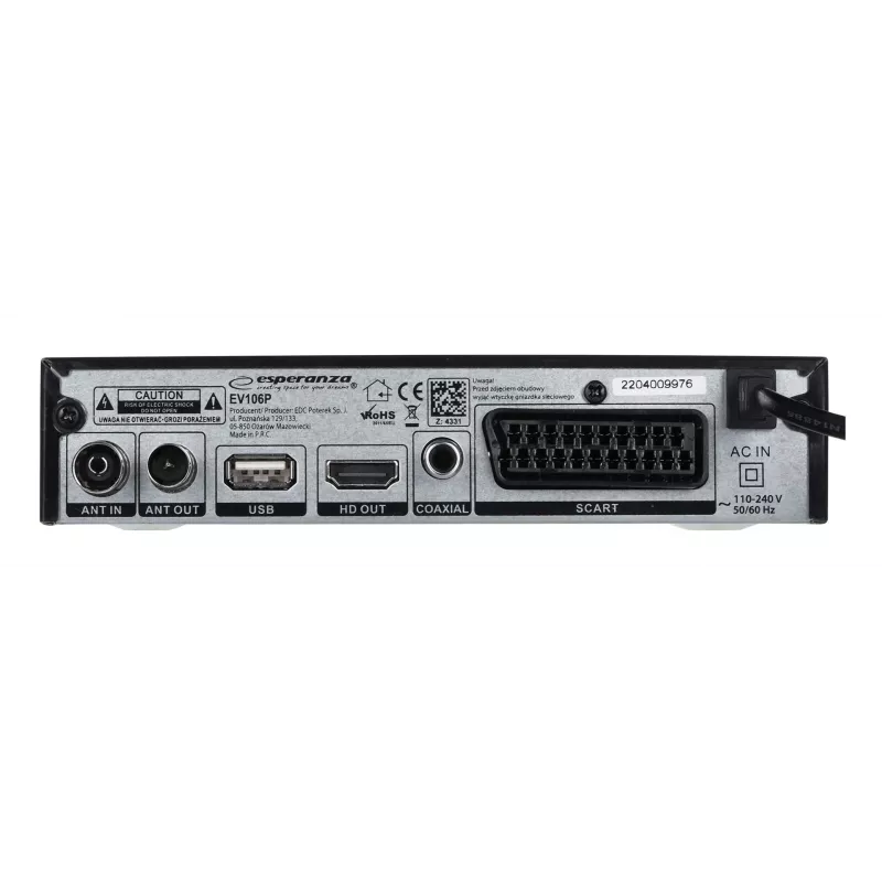 Decodificador sintonizador TV DVB-T2 Hevc H.265 Cable HDMI