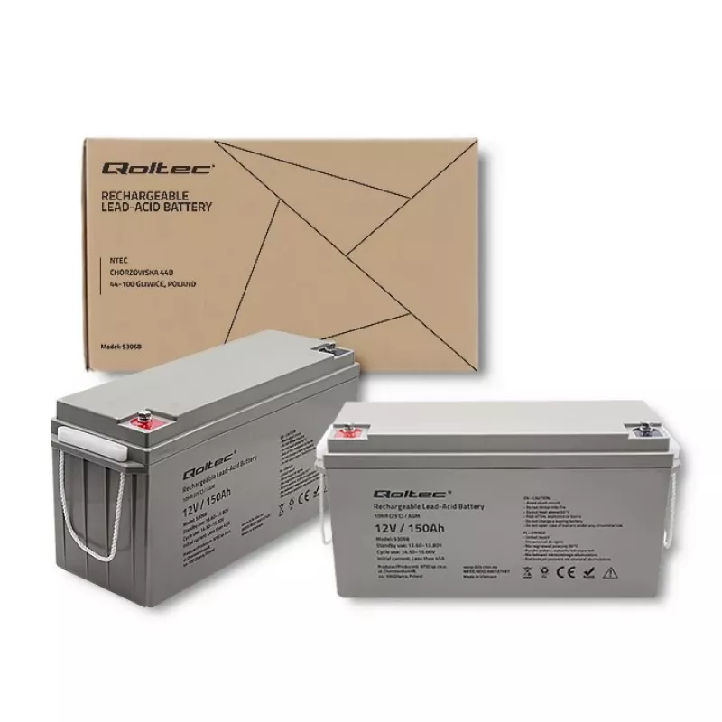 Qoltec 53068 batería AGM | 12V | 150Ah | máx. 2250A
