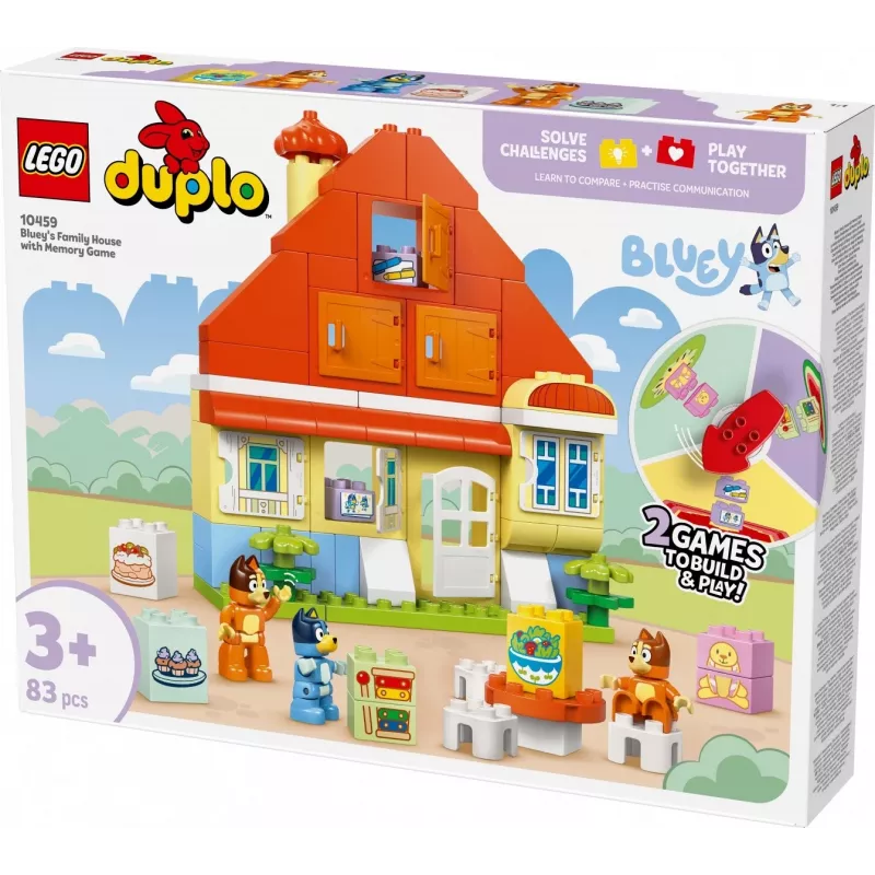 Juguete de construcción LEGO Bluey Casa familiar con juego de memoria 10459 — 83 piezas, 3 minifiguras, edad 3+