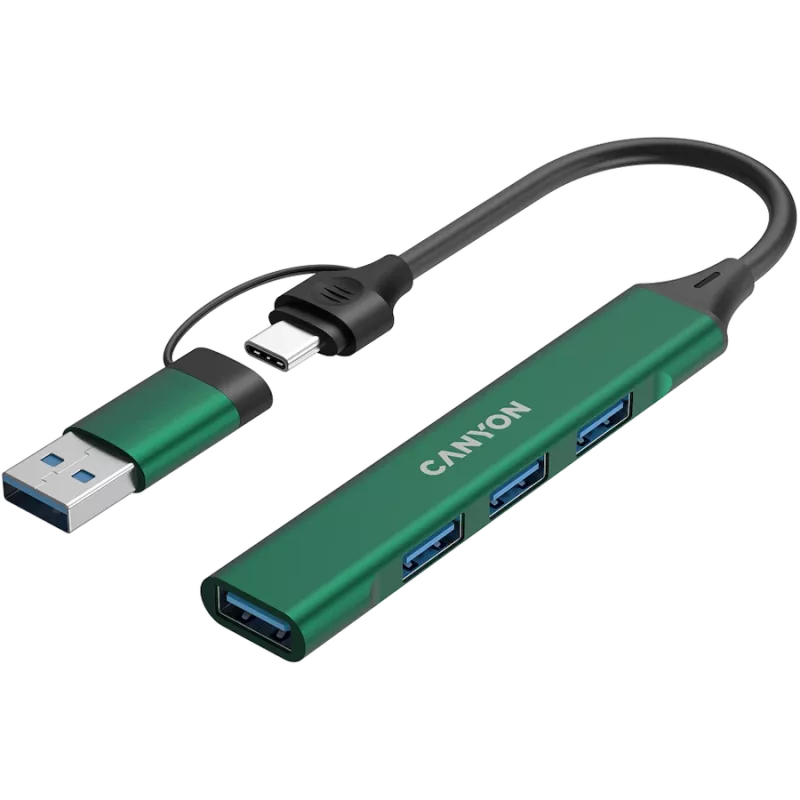 Hub CANYON DS-02 4 en 1 USB-A/C verde