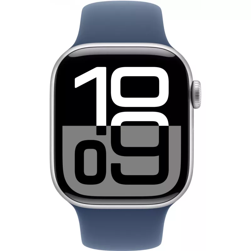 APPLE Watch Series 10 GPS 42 mm carcasa de aluminio plateado con correa deportiva Denim – S/M