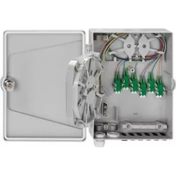 Caja de distribución de superficie Rutenbeck APL 12×LC-D OS2 APC, gris claro RAL 7035