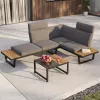 Conjunto de salón de jardín de esquina o 2 sofás + mesa NUVIO grey