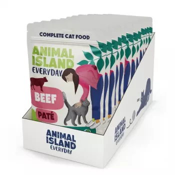 ANIMAL ISLAND paté de ternera bolsas para gatos 12x100g