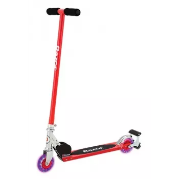 Patinete clásico Razor S Spark Sport — cuadro de acero, plegable, 2 ruedas, freno de pie, para niños a partir de 8 años, carga máxima 100 kg, negro/rojo