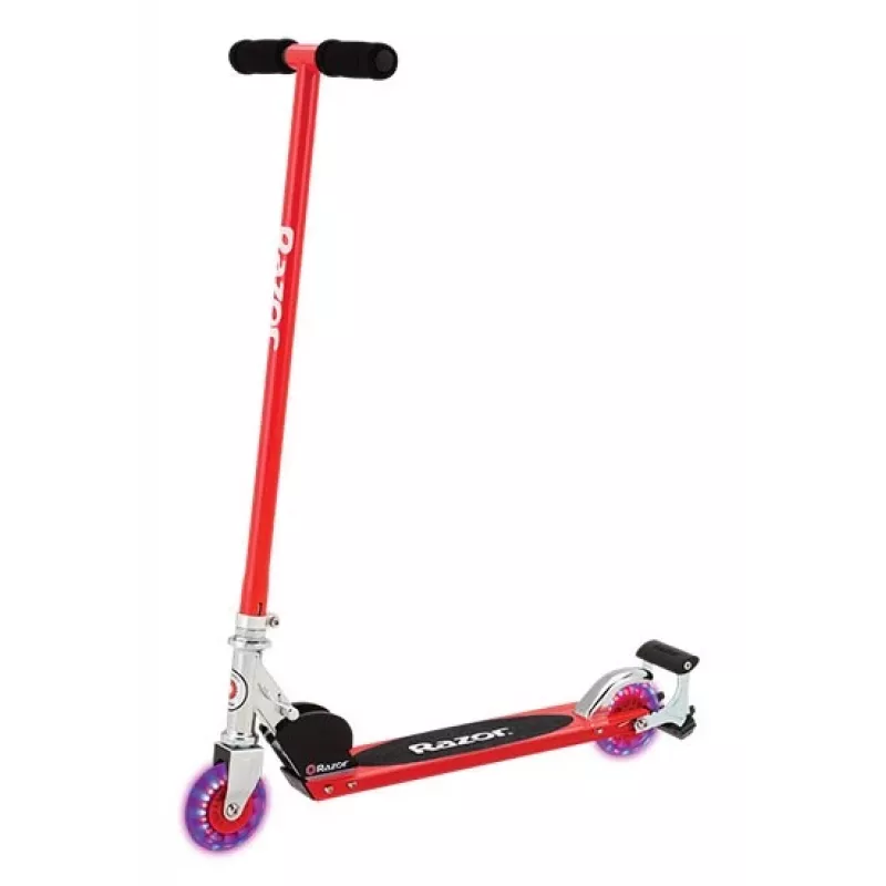 Patinete clásico Razor S Spark Sport — cuadro de acero, plegable, 2 ruedas, freno de pie, para niños a partir de 8 años, carga máxima 100 kg, negro/rojo