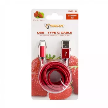 Sbox USB->Type-C M/M 1,5m CTYPE-1.5R rojo fresa