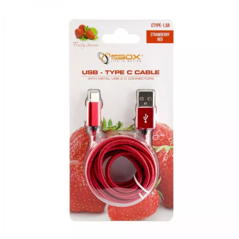 Sbox USB->Type-C M/M 1,5m CTYPE-1.5R rojo fresa
