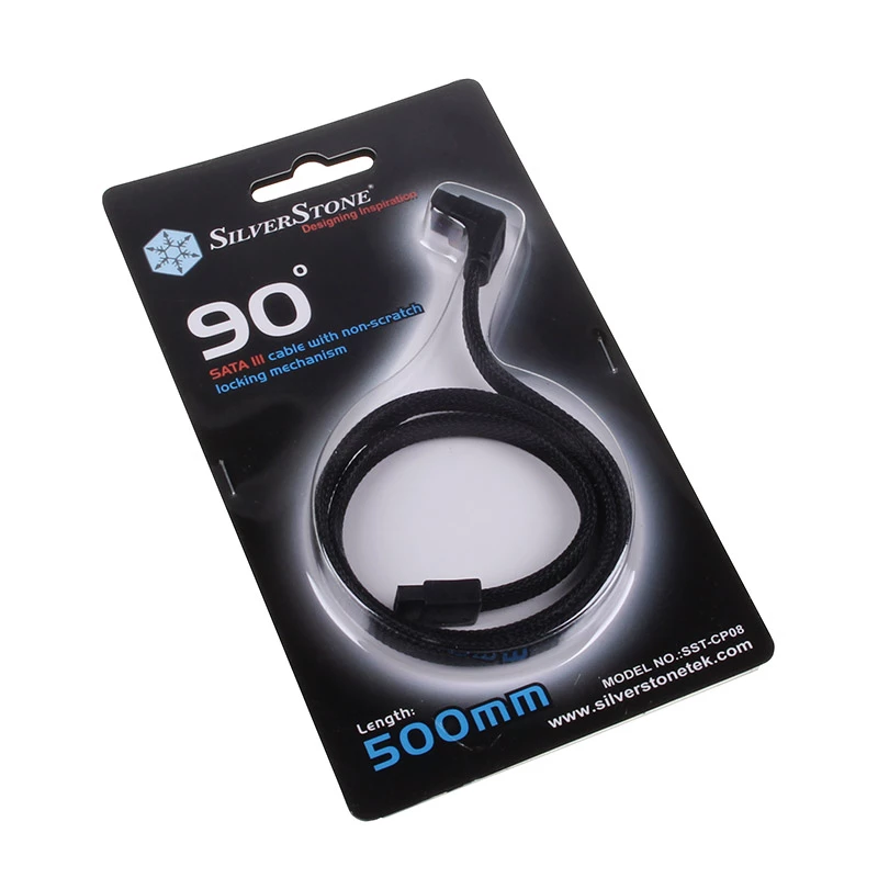 Cable SATA III SilverStone 50 cm acodado / recto - enfundado negro