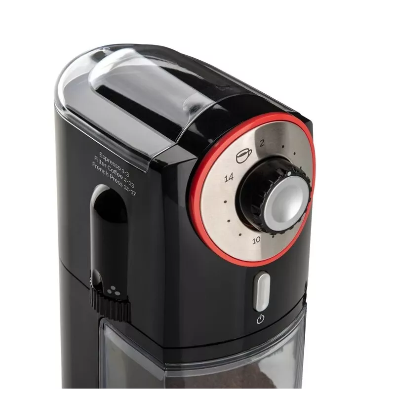 Molinillo de café ETA Perfetto ETA006890000 — motor de 100 W, depósito de 200 g de granos, hasta 14 tazas, interruptor de seguridad en la tapa, negro