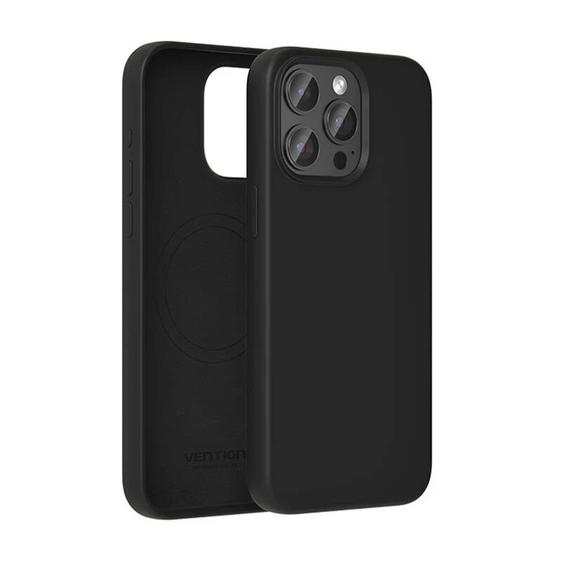 Funda protectora de silicona Vention KUFB0-40 para iPhone 15 Pro Max — funda negra de tacto suave