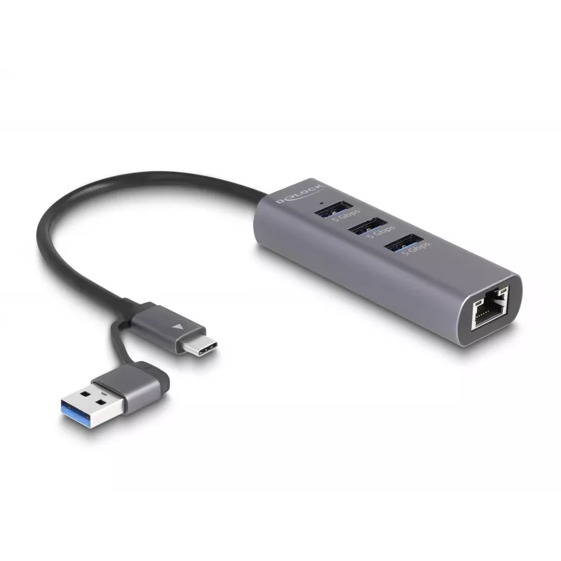 Estación de acoplamiento y replicador de puertos para portátil DeLOCK 64282 con cable USB 3.2 Gen 1 (3.1 Gen 1) Type-C gris (64282)