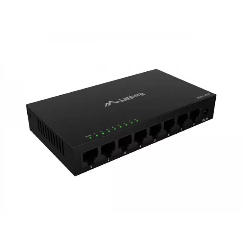 Switch de red LANBERG DSM1-1008 8x 1 Gb/s no gestionado Gigabit Ethernet de sobremesa 12V carcasa metálica