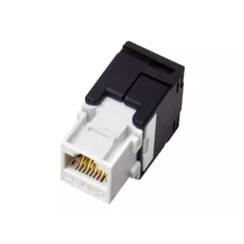 Conector macho RJ45 Alantec MB001, conector hembra recto, contactos bañados en oro, AWG 22/24, 568 A, termoplástico, negro/blanco