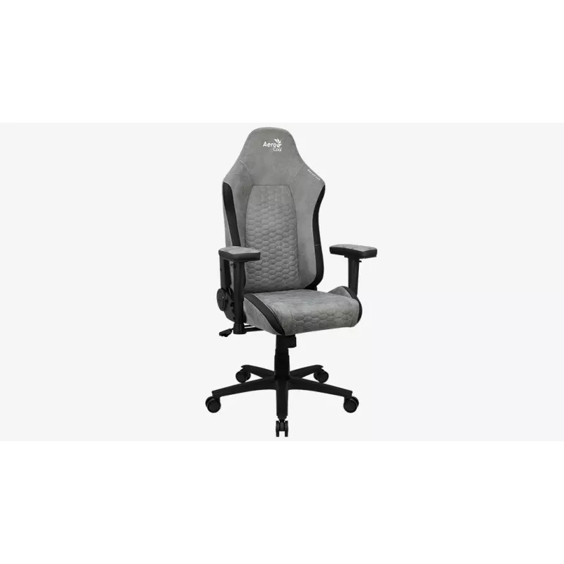 Silla gaming universal Aerocool Crown AeroSuede con asiento acolchado, gris piedra
