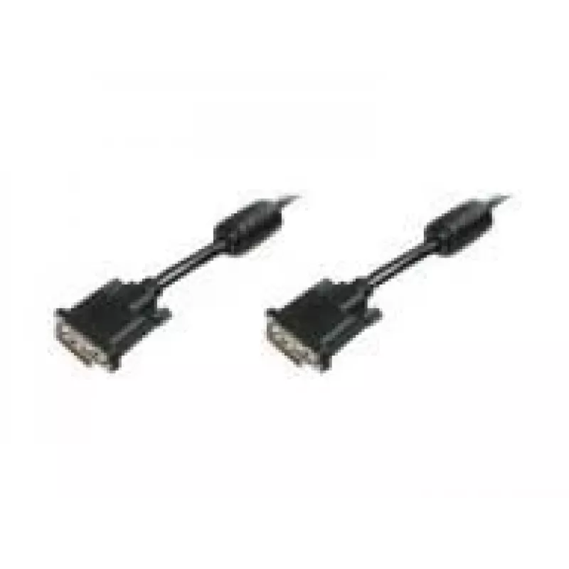 DIGITUS - Cable DVI - Dual Link - DVI-D (M) - DVI-D (M) - 5,0 m - encapsulado, tornillos moleteados - Negro (AK-320101-050-S)