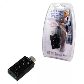 Tarjeta de sonido externa USB LOGILINK UA0078, 7.1 canales, interfaz USB, compacta 124×194×34 mm, 80 g