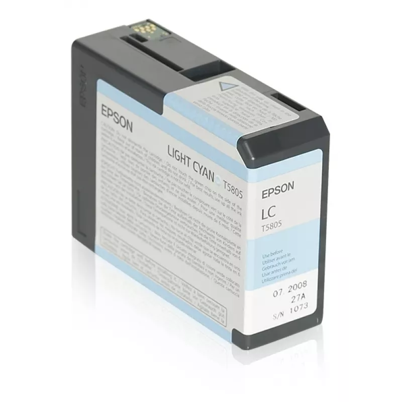 Epson Pack individual cian claro T580500, cian claro, tinta pigmentada, 80 ml, 1 unidad, pack individual