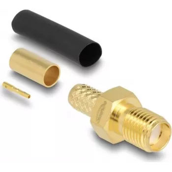 Conector macho de crimpado con conector hembra coaxial SMA RF DELOCK para LMR200 con tubo termorretráctil