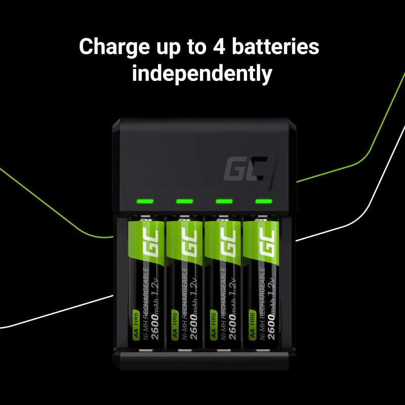 Cargador Green Cell GC VitalCharger con 4 pilas AA 2000mAh NiMH
