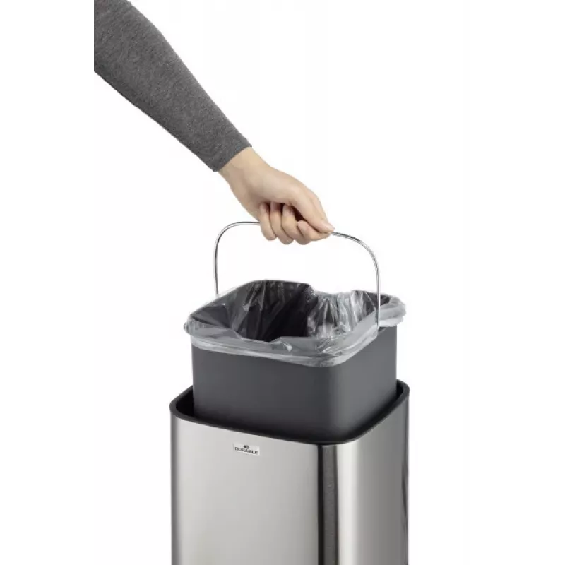 Durable TOUCH 12L rectangular acero inoxidable plateado negro