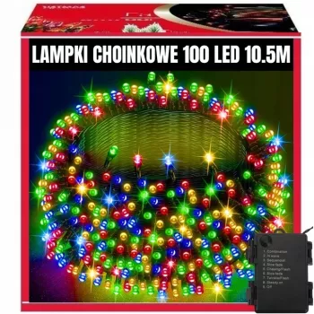 Extralink EX.95535 guirnalda de luces navideñas con pilas, 100 LED, multicolor, 10,5 m