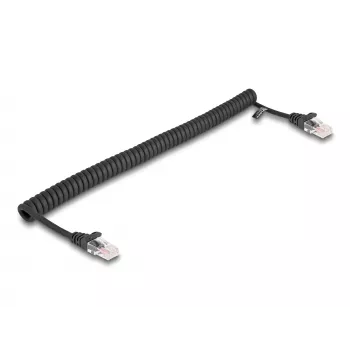 Cable de red DeLOCK Cable espiral RJ45 conector a conector Cat.5e 1 m negro