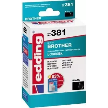 Cartucho de tinta EDDING EDD-381 14 ml para Brother LC980 negro REMAN