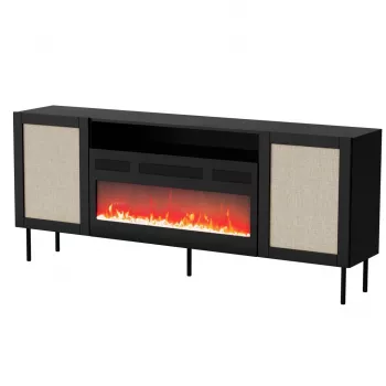 Cómoda JUTA EF + chimenea eléctrica 202x39.5x85 negro + linol calabria