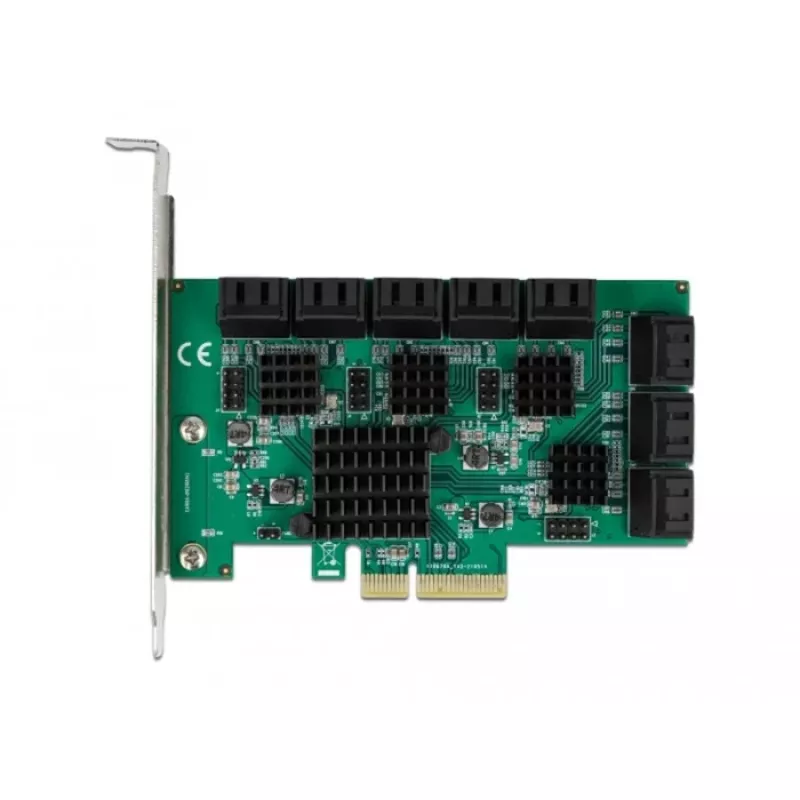 Tarjeta DeLOCK 16 puertos SATA PCI Express x4 6 Gbit/s verde gris