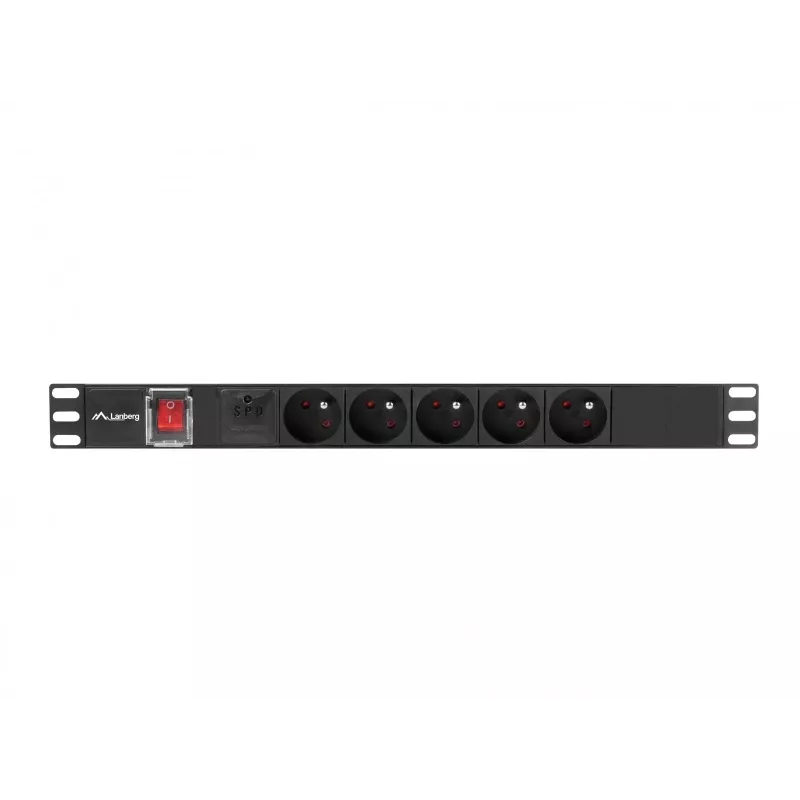 Lanberg PDU-05E-0200-IEC-BK unidad de distribución de corriente (PDU) 5 salidas AC 1U Negra