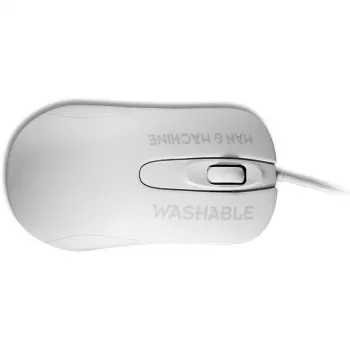 Ratón óptico ambidiestro con cable ManMachine Man & Machine C — USB Type-A, láser 1000 DPI, 3 botones, rueda de desplazamiento (blanco higiénico)