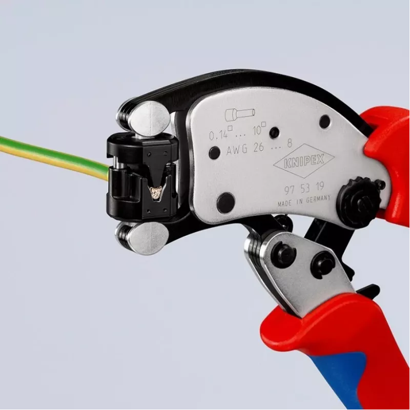 KNIPEX Twistor T alicate de crimpar autoajustable, alicate de crimpar para terminales