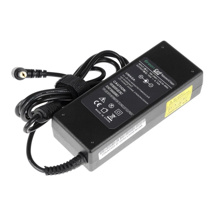 Adaptador de corriente para portátil Green Cell AD02P 90W 19V 4,74A de CA a CC para interior, negro