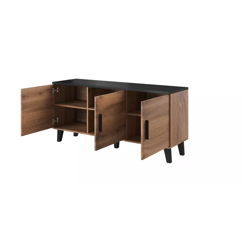 Aparador Cama LOTTA 150 3D roble wotan + negro mate