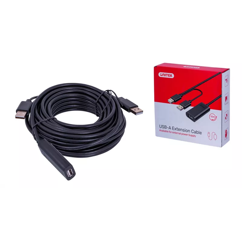 Cable USB UNITEK Y-278 USB 2.0 10 m 2 x USB A USB A negro