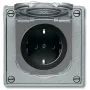 BUSCH JAEGER BJ 20 EFDB2 toma de corriente con protección infantil y tapa abatible empotrable gris