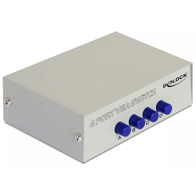 Conmutador DeLock VGA 4 puertos manual bidireccional - Conmutador de pantalla - 4 x VGA - sobremesa (87635)