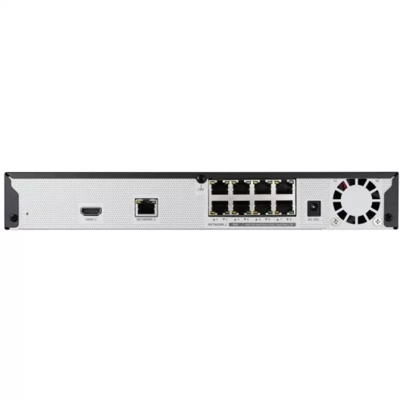 Grabador de vídeo en red - 8 canales IP - H.265 - 80 Mbit/s - sin disco duro - HDMI - Switch PoE